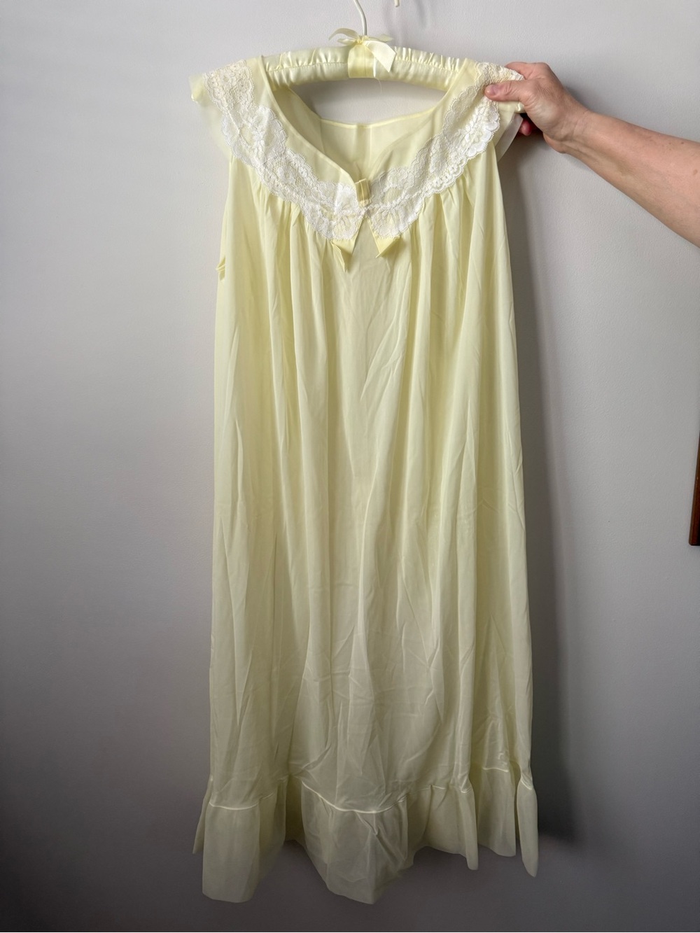 Pale Yellow Lace-Trim Nightgown